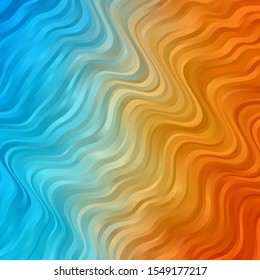 Light Blue, Yellow vector background with wry lines. Colorful abstract illustration with gradient curves. Best design for your ad, poster, banner.