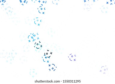 Light Blue, Yellow vector background with math elements. Abstract illustration with colored algebra signs. Smart design for university advert.