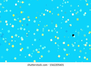 Light Blue, Yellow vector background with triangles, circles, cubes. Illustration with colorful circles, triangles, rectangles. Smart design for your business advert.