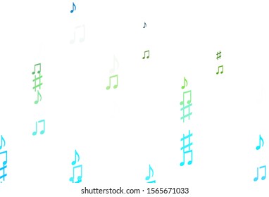 Light Blue, Yellow vector background with music symbols. Abstract illustration with colorful symbols of melody. Pattern for websites of musitians.