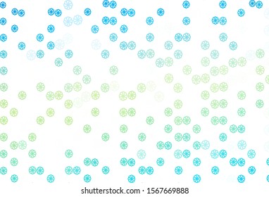 Light Blue, Yellow vector background with xmas snowflakes. Modern geometrical abstract illustration with crystals of ice. The template can be used as a new year background.