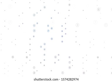 Light Blue, Yellow vector background with signs of numerals. Modern geometrical illustration with numerals. Pattern for ad, booklets, leaflets of education.