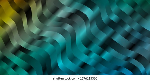 Light Blue, Yellow vector background with curved lines. Colorful illustration with curved lines. Pattern for websites, landing pages.