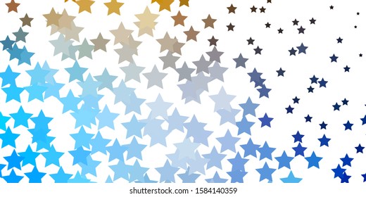Light Blue, Yellow vector background with small and big stars. Blur decorative design in simple style with stars. Best design for your ad, poster, banner.