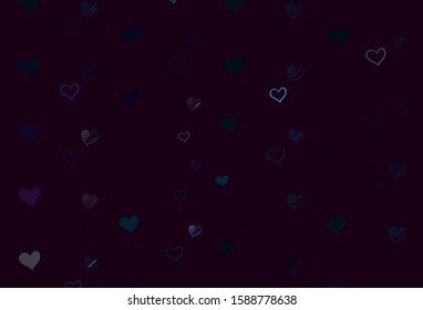 Light Blue, Yellow vector background with Shining hearts. Blurred decorative design in doodle style with hearts. Pattern for valentine's ad, booklets.
