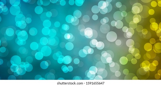 Light Blue, Yellow vector background with spots. Modern abstract illustration with colorful circle shapes. Pattern for booklets, leaflets.