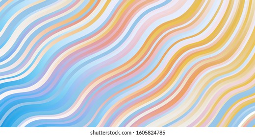 Light Blue, Yellow vector background with wry lines. Gradient illustration in simple style with bows. Design for your business promotion.