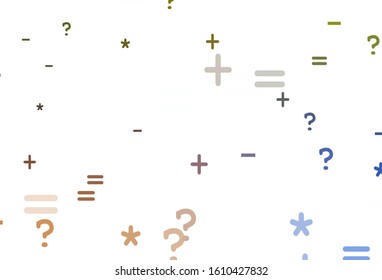 Light Blue, Yellow vector background with math elements. Modern geometrical illustration with numerals. Pattern for posters, banners of math books.