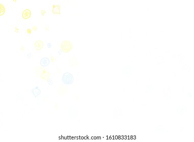 Light Blue, Yellow vector background with tasty food. Decorative illustration with food on abstract template. Pattern for menu of cafes, bars, restaurants.