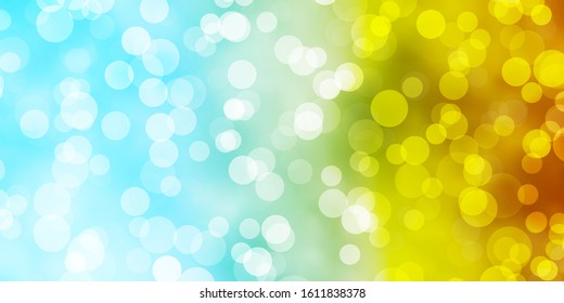 Light Blue, Yellow vector background with spots. Modern abstract illustration with colorful circle shapes. New template for a brand book.