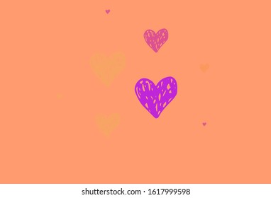 Light Blue, Yellow vector background with Shining hearts. Beautiful abstract hearts on colorful gradient background. Template for Valentine's greeting postcards.