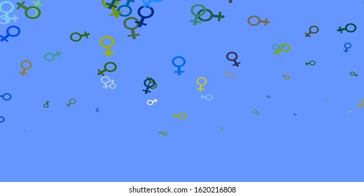 Light Blue, Yellow vector background with woman symbols. Simple design in abstract style with women’s rights activism. New design for applications.