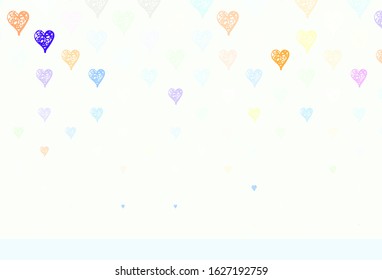 Light Blue, Yellow vector background with Shining hearts. Smart illustration with gradient hearts in valentine style. Pattern for valentine's ad, booklets.