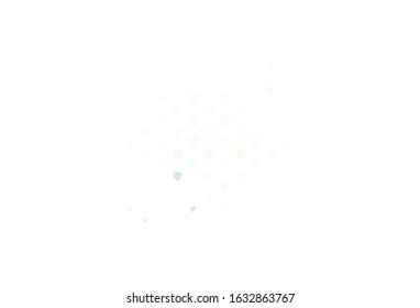 Light Blue, Yellow vector background with hearts. Smart illustration with gradient hearts in valentine style. Pattern for marriage gifts, congratulations.