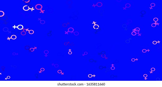 Light Blue, Yellow vector background with woman symbols. Colorful illustration with gradient feminism shapes. Elegant background for websites.