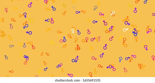 Light Blue, Yellow vector background with woman symbols. Simple design in abstract style with women’s rights activism. Best design to show the power of women.