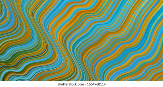 Light Blue, Yellow vector background with curves. Illustration in halftone style with gradient curves. Pattern for websites, landing pages.