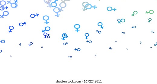 Light Blue, Yellow vector background with woman symbols. Simple design in abstract style with women’s rights activism. New design for applications.