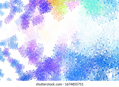 Azul claro, fondo vectorial amarillo con formas de inteligencia artificial. Ilustración abstracta con enlaces y puntos de AI. Diseño inteligente para la promoción de datos de ofertas.