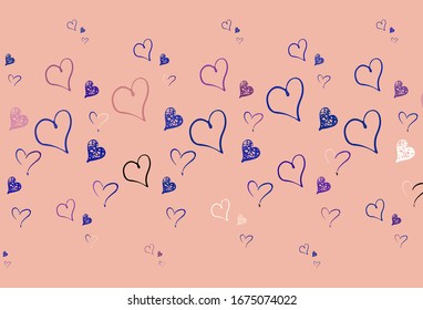 Light Blue, Yellow vector background with hearts. Decorative design with hearts in simple style . Design for a business advert of anniversary.