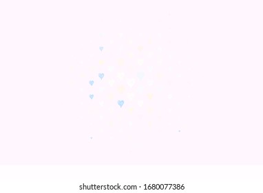 Light Blue, Yellow vector background with hearts. Smart illustration with gradient hearts in valentine style. Pattern for marriage gifts, congratulations.