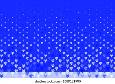 Light Blue, Yellow vector background with Shining hearts. Decorative design with hearts in simple style . Pattern for valentine's ad, booklets.
