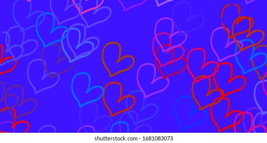 Light Blue, Yellow vector background with hearts. Illustration with hearts in love concept for valentine's day. Pattern for marriage gifts, congratulations.