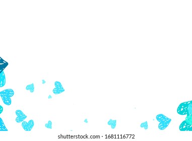 Light Blue, Yellow vector background with Shining hearts. Beautiful abstract hearts on colorful gradient background. Pattern for valentine's ad, booklets.