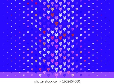 Light Blue, Yellow vector background with hearts. Shining illustration with hearts on abstract template. Design for a business advert of anniversary.