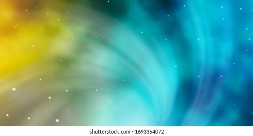 Light Blue, Yellow vector background with small and big stars. Blur decorative design in simple style with stars. Theme for cell phones.