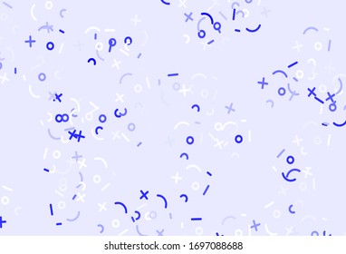 Light Blue, Yellow vector background with math elements. Abstract illustration with colored algebra signs. Best design a poster, banner of a math college.