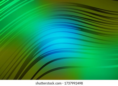 Light Blue, Yellow vector background with bent lines. Creative illustration in halftone style with gradient. New composition for your brand book.