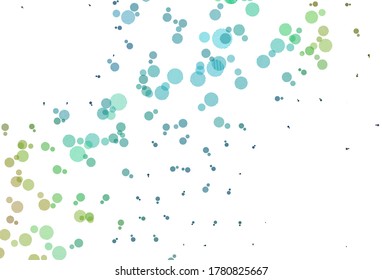 Light Blue, Yellow vector background with spots. Glitter abstract illustration with blurred drops of rain. Pattern for futuristic ad, booklets.