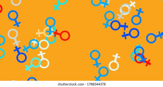 Light Blue, Yellow vector background with woman symbols. Simple design in abstract style with women’s rights activism. Elegant design for wallpapers.