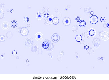 Azul claro, fondo vectorial amarillo con puntos. Burbujas borrosas sobre fondo abstracto con gradiente colorido. Patrón para anuncios futuristas, folletos.