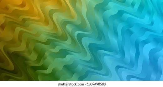 Light Blue, Yellow vector background with curves. Colorful illustration in abstract style with bent lines. Pattern for ads, commercials.