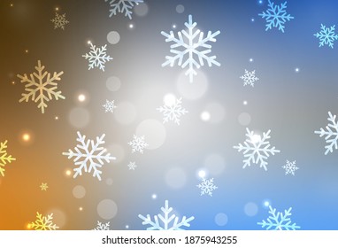 Light Blue, Yellow vector background in Xmas style. Abstract gradient illustration with colorful Christmas things. Pattern for school, grammar websites.