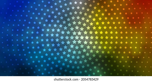 Light Blue, Yellow vector background with small and big stars. Blur decorative design in simple style with stars. Theme for cell phones.