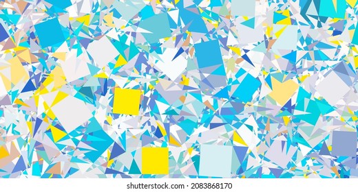 Azul claro, fondo vectorial amarillo con formas poligonales. Formas triangulares con gradiente colorido en estilo abstracto. Iniciar diseño para el insperarión.