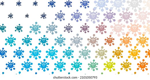 hellblau, gelber Vektorhintergrund mit Covid-19 Symbolen. Einfaches Design im abstrakten Stil mit Infektionsformen. Bestes Design für Quarantäneereignisse.