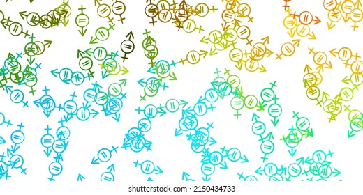 Light Blue, Yellow vector background with woman symbols. Illustration with signs of women's strength and power. Simple design for your web site.