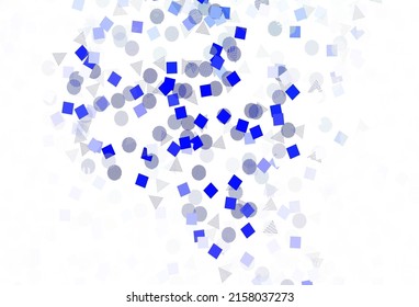 Azul claro, fondo vectorial amarillo con triángulos, círculos, cubos. Círculos, líneas, rhombus con gradiente colorido. Diseño inteligente para sus anuncios.