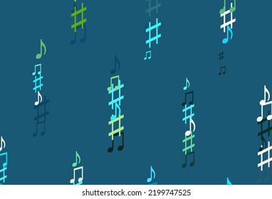 Light Blue, Yellow vector background with music symbols. Abstract illustration with colorful symbols of melody. Pattern for websites of musitians.