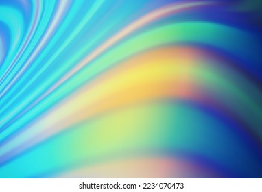 Azul claro, fondo vectorial amarillo con líneas abstractas. Ilustración colorida en estilo de mármol abstracto con gradiente. Nueva composición para tu libro de marcas.