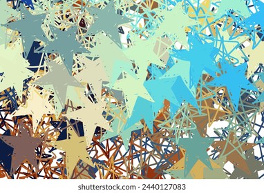 Light Blue, Yellow vector background with colored stars. Glitter abstract illustration with colored stars. Best design for your ad, poster, banner.