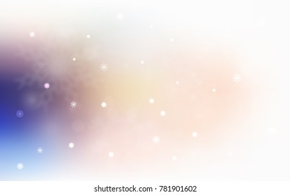 Light Blue, Yellow vector background with xmas snowflakes. Blurred decorative design in xmas style with snow. The template can be used as a new year background.