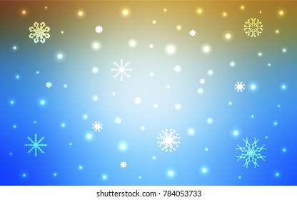 Light Blue, Yellow vector background with xmas snowflakes. Modern geometrical abstract illustration with crystals of ice. The template can be used as a new year background.