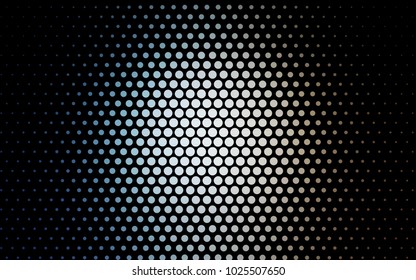 Light Blue, Yellow vector banner with circles, spheres. Abstract spots. Background of Art bubbles in halftone style with colored gradient.