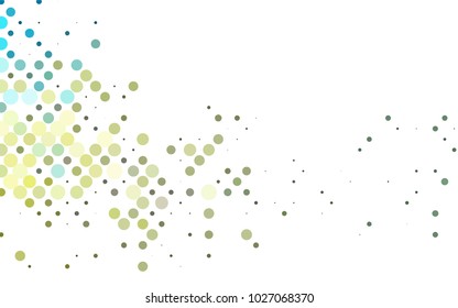 Light Blue, Yellow vector banner with circles, spheres. Abstract spots. Background of Art bubbles in halftone style with colored gradient.
