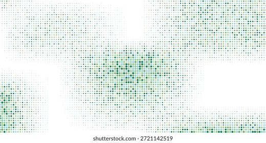 Hellblauer, gelber Vektorbanner mit Kreisen, Kugeln. Abstrakte Punkte. Hintergrund Kunstblasen im Halbtonstil mit Farbverlauf.